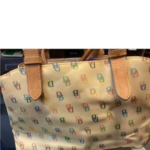 Dooney & Bourke Rehab Rainbow Zipper Multicolor Logo Tote Bag-some stains 👀